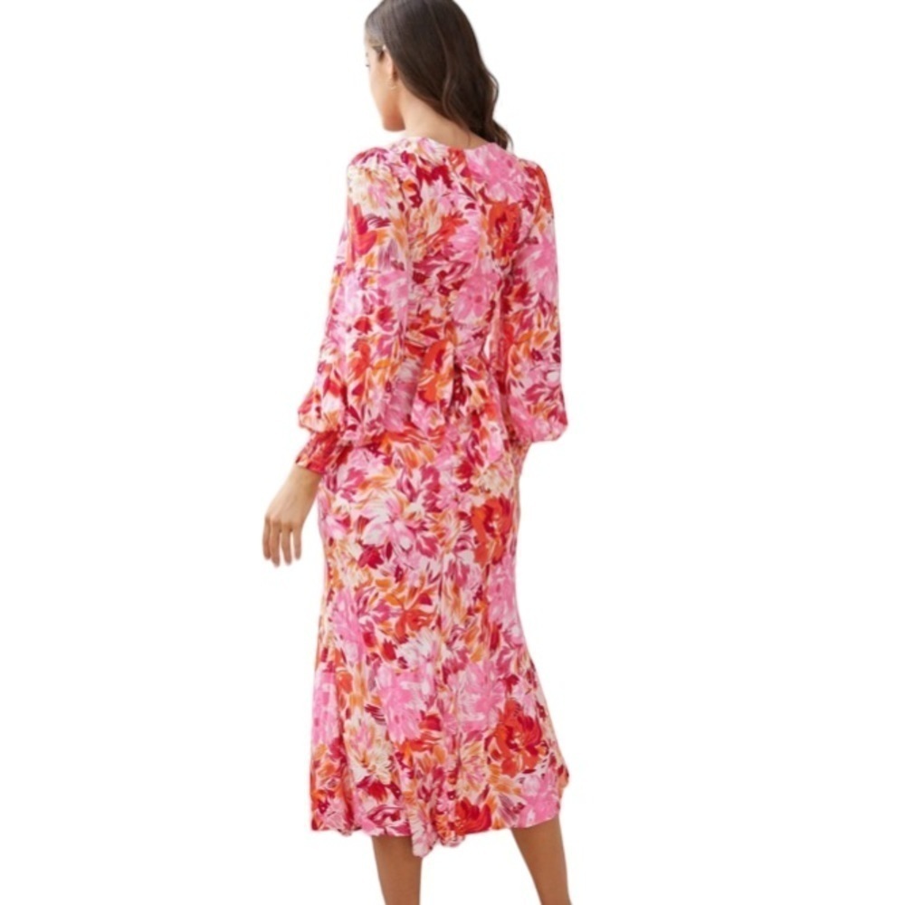 Esther & Co Mallarey Floral Midi Dress Size 6 NWT Pink Red Wedding Guest - Picture 3 of 16